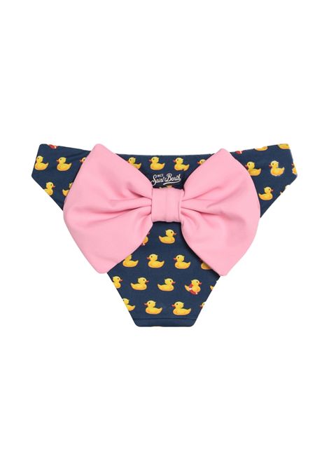 Costume bambina Madame MC2 Saint Barth 02678H Blu slip papere all over fiocco rosa MC2 SAINT BARTH | Costumi | MADAME02678H61